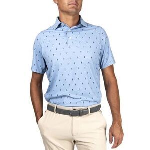 Kjus Shirt Mens MED 50 Blue White Golfer S/S Polo Comfort Fit UPF 50+